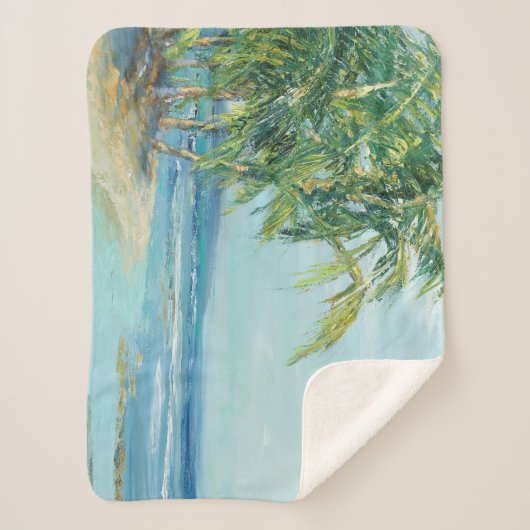 Blauwe kuststrook sherpa deken (Voorkant)