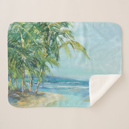 Blauwe kuststrook sherpa deken (Voorkant (horizontaal))