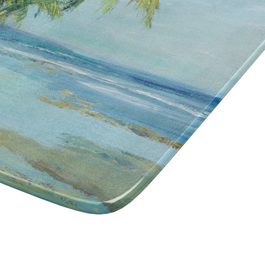 Blauwe kuststrook snijplank (Hoek)