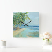 Blauwe kuststrook vierkante klok (Huis)