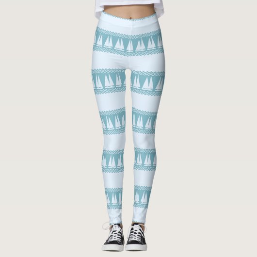 Blauwe kuststropen leggings (Voorkant)