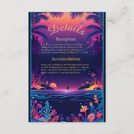 Blauwe kustvibe bruidsbehuizing kaart (Voorkant)