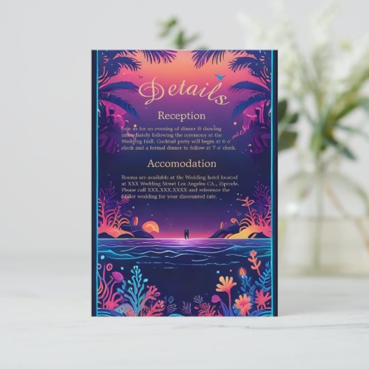 Blauwe kustvibe bruidsbehuizing kaart (Staand voorkant)