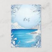 Blauwe kustvibe bruidsbehuizing kaart (Achterkant)