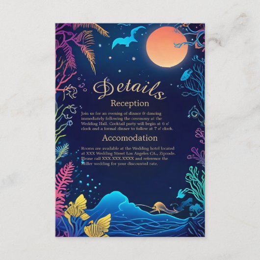 Blauwe kustvibe bruidsbehuizing kaart (Voorkant)