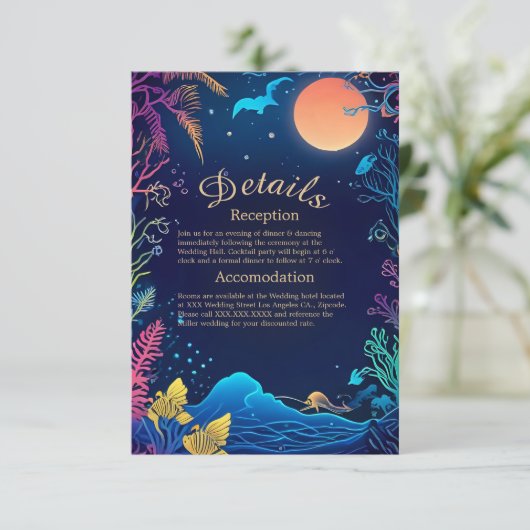 Blauwe kustvibe bruidsbehuizing kaart (Staand voorkant)