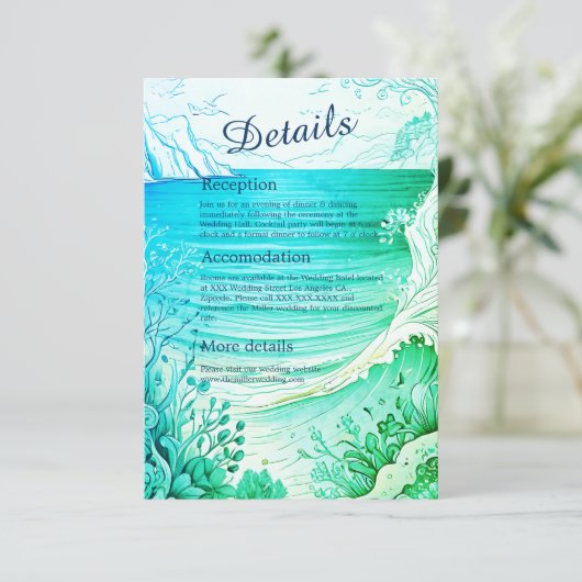 Blauwe kustvibe bruidsbehuizing kaart (Staand voorkant)