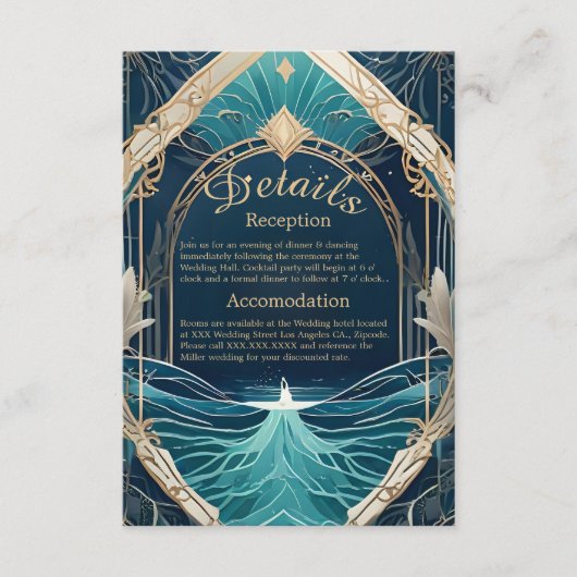 Blauwe kustvibe bruidsbehuizing kaart (Voorkant)