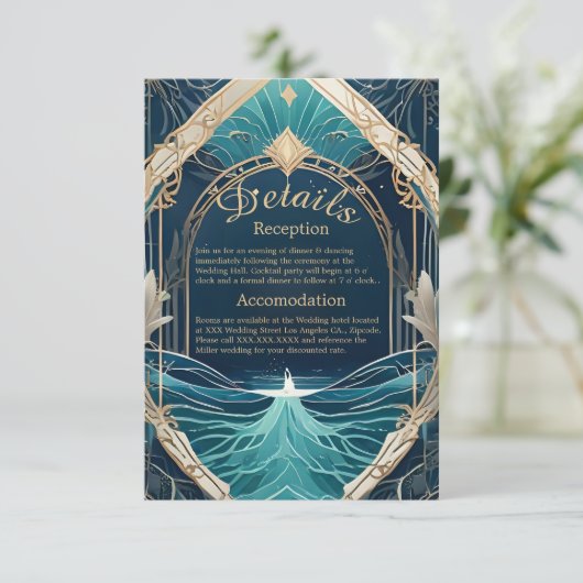 Blauwe kustvibe bruidsbehuizing kaart (Staand voorkant)