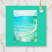 blauwe kustvibe bruiloft bedankjes labels (Achterkant)