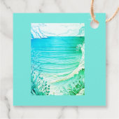 blauwe kustvibe bruiloft bedankjes labels (Achterkant)