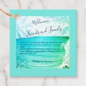 blauwe kustvibe bruiloft bedankjes labels (Voorkant)