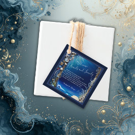 blauwe kustvibe bruiloft bedankjes labels