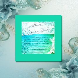 blauwe kustvibe bruiloft bedankjes labels