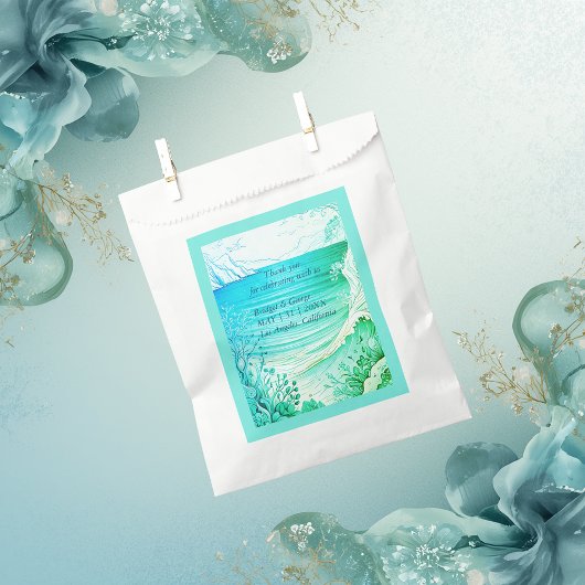 blauwe kustvibe bruiloft bedankzakje