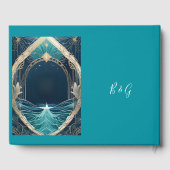 blauwe kustvibe bruiloft gastenboek (Achterkant)