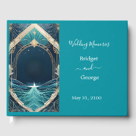 blauwe kustvibe bruiloft gastenboek