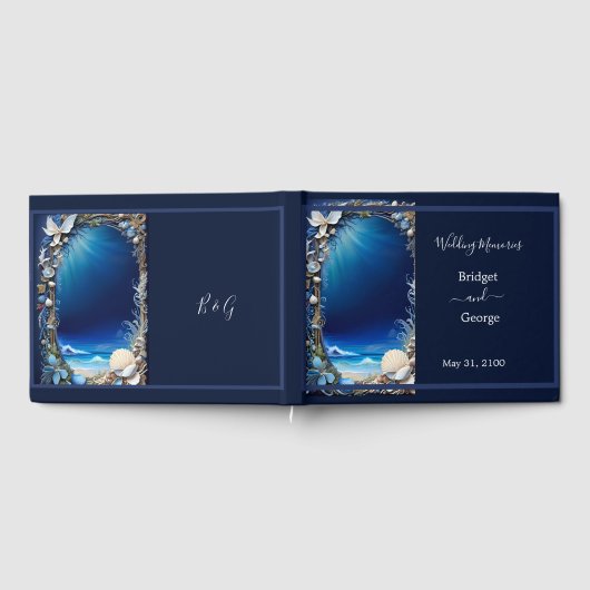 blauwe kustvibe bruiloft gastenboek (Volledig)