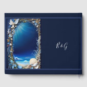 blauwe kustvibe bruiloft gastenboek (Achterkant)