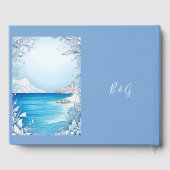 blauwe kustvibe bruiloft gastenboek (Achterkant)