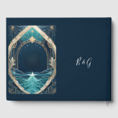 blauwe kustvibe bruiloft gastenboek (Achterkant)