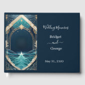 blauwe kustvibe bruiloft gastenboek (Voorkant)