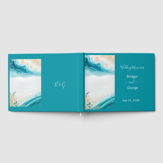 blauwe kustvibe bruiloft gastenboek (Volledig)