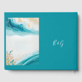 blauwe kustvibe bruiloft gastenboek (Achterkant)