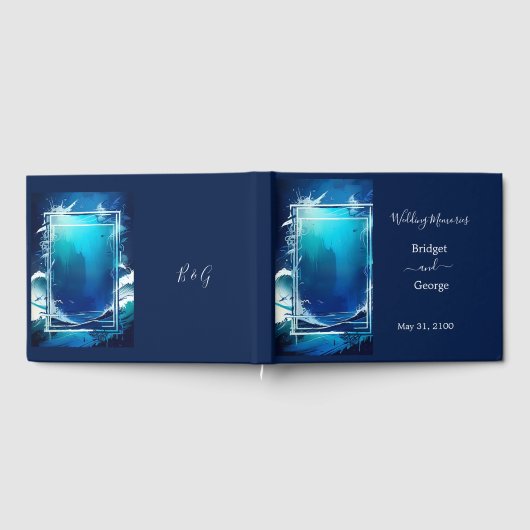 blauwe kustvibe bruiloft gastenboek (Volledig)