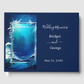 blauwe kustvibe bruiloft gastenboek (Voorkant)