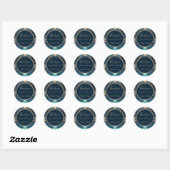 blauwe kustvibe bruiloft ronde sticker (Vel)