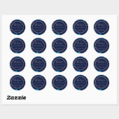 blauwe kustvibe bruiloft ronde sticker (Vel)