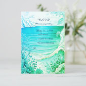 Blauwe kustvibe bruiloft RSVP-kaart RSVP Kaartje (Staand voorkant)