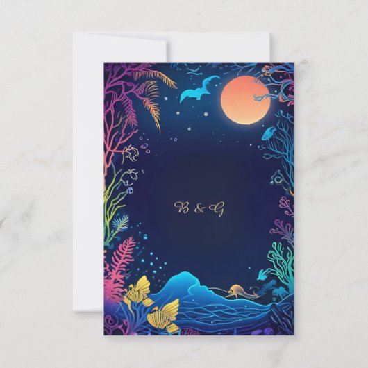 Blauwe kustvibe bruiloft RSVP-kaart RSVP Kaartje (Achterkant)