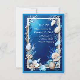 Blauwe kustvibe bruiloft RSVP-kaart RSVP Kaartje