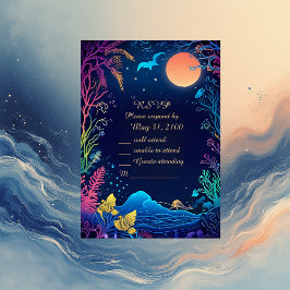 Blauwe kustvibe bruiloft RSVP-kaart RSVP Kaartje