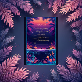 Blauwe kustvibe bruiloft RSVP-kaart RSVP Kaartje