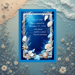 Blauwe kustvibe bruiloft RSVP-kaart RSVP Kaartje