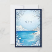 Blauwe kustvibe bruiloft RSVP-kaart RSVP Kaartje (Achterkant)