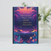 Blauwe kustvibe bruiloft RSVP-kaart RSVP Kaartje (Staand voorkant)