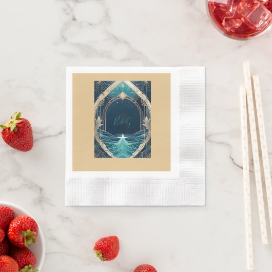 blauwe kustvibe bruiloft servet (Insitu)