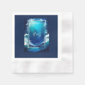 blauwe kustvibe bruiloft servet (Voorkant)