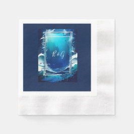 blauwe kustvibe bruiloft servet