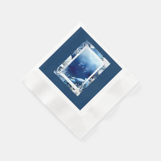 blauwe kustvibe bruiloft servet (Hoek)