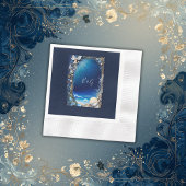 blauwe kustvibe bruiloft servet