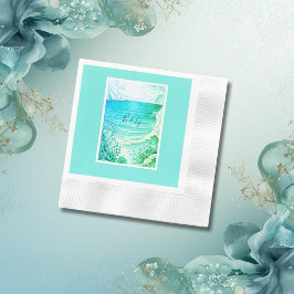 blauwe kustvibe bruiloft servet