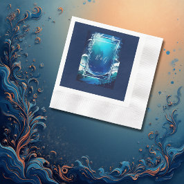 blauwe kustvibe bruiloft servet