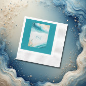 blauwe kustvibe bruiloft servet