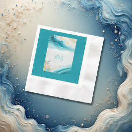 blauwe kustvibe bruiloft servet