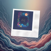 blauwe kustvibe bruiloft servet